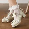 imageSHEMEE Womens Chunky Platform Buckle Ankle Strap Mary Jane Pumps Block Mid Heels Kawaii Sweet Bowknot Cosplay Dress ShoesBeige