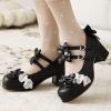 imageSHEMEE Womens Chunky Platform Buckle Ankle Strap Mary Jane Pumps Block Mid Heels Kawaii Sweet Bowknot Cosplay Dress ShoesBlack