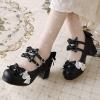 imageSHEMEE Womens Chunky Platform Buckle Ankle Strap Mary Jane Pumps Block Mid Heels Kawaii Sweet Bowknot Cosplay Dress ShoesBlack