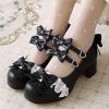 imageSHEMEE Womens Chunky Platform Buckle Ankle Strap Mary Jane Pumps Block Mid Heels Kawaii Sweet Bowknot Cosplay Dress ShoesBlack
