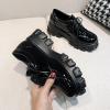 imageSHEMEE Womens Platform Oxfords Chunky Heels Loafer Lug Sole Lace Up Derby Shoes Comfort Business Work Office Dress PumpsBlack Patent X10