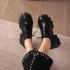 imageSHEMEE Womens Platform Oxfords Chunky Heels Loafer Lug Sole Lace Up Derby Shoes Comfort Business Work Office Dress PumpsBlack Pu C01