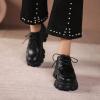 imageSHEMEE Womens Platform Oxfords Chunky Heels Loafer Lug Sole Lace Up Derby Shoes Comfort Business Work Office Dress PumpsBlack Pu C01