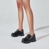 imageSHEMEE Womens Platform Oxfords Chunky Heels Loafer Lug Sole Lace Up Derby Shoes Comfort Business Work Office Dress PumpsBlack Pu X07