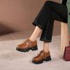 imageSHEMEE Womens Platform Oxfords Chunky Heels Loafer Lug Sole Lace Up Derby Shoes Comfort Business Work Office Dress PumpsBrown Pu C01