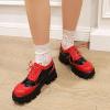 imageSHEMEE Womens Platform Oxfords Chunky Heels Loafer Lug Sole Lace Up Derby Shoes Comfort Business Work Office Dress PumpsRedBlack L12