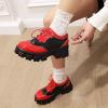 imageSHEMEE Womens Platform Oxfords Chunky Heels Loafer Lug Sole Lace Up Derby Shoes Comfort Business Work Office Dress PumpsRedBlack L12
