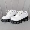 imageSHEMEE Womens Platform Oxfords Chunky Heels Loafer Lug Sole Lace Up Derby Shoes Comfort Business Work Office Dress PumpsWhite Pu X08