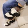 imageSHEMEE Womens Platform Oxfords Chunky Heels Loafer Lug Sole Lace Up Derby Shoes Comfort Business Work Office Dress PumpsWhiteBlack L12