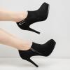 imageSHEMEE Womens Platform Stiletto High Heel Ankle Booties Thin Heels Pumps Side Zip Short Boots ShoesBlack