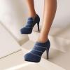 imageSHEMEE Womens Platform Stiletto High Heel Ankle Booties Thin Heels Pumps Side Zip Short Boots ShoesBlue