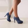 imageSHEMEE Womens Platform Stiletto High Heel Ankle Booties Thin Heels Pumps Side Zip Short Boots ShoesBlue