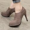 imageSHEMEE Womens Platform Stiletto High Heel Ankle Booties Thin Heels Pumps Side Zip Short Boots ShoesBrown