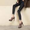imageSHEMEE Womens Platform Stiletto High Heel Ankle Booties Thin Heels Pumps Side Zip Short Boots ShoesBrown