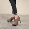 imageSHEMEE Womens Platform Stiletto High Heel Ankle Booties Thin Heels Pumps Side Zip Short Boots ShoesBrownone