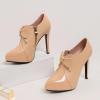 imageSHEMEE Womens Platform Stiletto High Heel Ankle Booties Thin Heels Pumps Side Zip Short Boots ShoesPatchwork Apricot