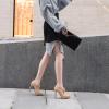 imageSHEMEE Womens Platform Stiletto High Heel Ankle Booties Thin Heels Pumps Side Zip Short Boots ShoesPatchwork Apricot