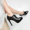 imageSHEMEE Womens Platform Stiletto High Heel Ankle Booties Thin Heels Pumps Side Zip Short Boots ShoesPatchwork Black