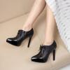 imageSHEMEE Womens Platform Stiletto High Heel Ankle Booties Thin Heels Pumps Side Zip Short Boots ShoesPatchwork Black