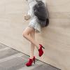 imageSHEMEE Womens Platform Stiletto High Heel Ankle Booties Thin Heels Pumps Side Zip Short Boots ShoesRed