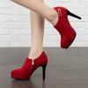 imageSHEMEE Womens Platform Stiletto High Heel Ankle Booties Thin Heels Pumps Side Zip Short Boots ShoesRed