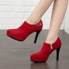 imageSHEMEE Womens Platform Stiletto High Heel Ankle Booties Thin Heels Pumps Side Zip Short Boots ShoesRed