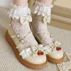 imageSHEMEE Womens Sweet Bow Platform Mary Janes Shoes Ankle Strap Buckle Round Toe Flat Mid Heels Dress PumpsBeige