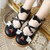 imageSHEMEE Womens Sweet Bow Platform Mary Janes Shoes Ankle Strap Buckle Round Toe Flat Mid Heels Dress PumpsBlack