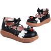 imageSHEMEE Womens Sweet Bow Platform Mary Janes Shoes Ankle Strap Buckle Round Toe Flat Mid Heels Dress PumpsBlack