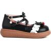imageSHEMEE Womens Sweet Bow Platform Mary Janes Shoes Ankle Strap Buckle Round Toe Flat Mid Heels Dress PumpsBlack