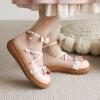 imageSHEMEE Womens Sweet Bow Platform Mary Janes Shoes Ankle Strap Buckle Round Toe Flat Mid Heels Dress PumpsPink