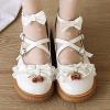 imageSHEMEE Womens Sweet Bow Platform Mary Janes Shoes Ankle Strap Buckle Round Toe Flat Mid Heels Dress PumpsWhite
