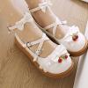 imageSHEMEE Womens Sweet Bow Platform Mary Janes Shoes Ankle Strap Buckle Round Toe Flat Mid Heels Dress PumpsWhite