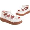 imageSHEMEE Womens Sweet Bow Platform Mary Janes Shoes Ankle Strap Buckle Round Toe Flat Mid Heels Dress PumpsWhite