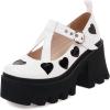imageSHEMEE Womens TStrap Buckle Platform Chunky Heel Mary Jane Pumps Patent Leather Block High Heeled Square Toe Gothic ShoesWhite