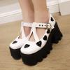 imageSHEMEE Womens TStrap Buckle Platform Chunky Heel Mary Jane Pumps Patent Leather Block High Heeled Square Toe Gothic ShoesWhite