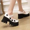 imageSHEMEE Womens TStrap Buckle Platform Chunky Heel Mary Jane Pumps Patent Leather Block High Heeled Square Toe Gothic ShoesWhite