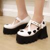 imageSHEMEE Womens TStrap Buckle Platform Chunky Heel Mary Jane Pumps Patent Leather Block High Heeled Square Toe Gothic ShoesWhite
