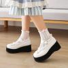 imageSHEMEE Womens Wedge Platform Mary Jane Pumps Buckle Ankle Strap Gothic Chunky Heels Sweet Cute Bow Cosplay ShoesWhite