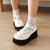 imageSHEMEE Womens Wedge Platform Mary Jane Pumps Buckle Ankle Strap Gothic Chunky Heels Sweet Cute Bow Cosplay ShoesWhite