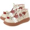 imageSHEMEE Womens Sweet Bow Platform Mary Janes Shoes Ankle Strap Buckle Round Toe Flat Mid Heels Dress PumpsBeige