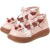 imageSHEMEE Womens Sweet Bow Platform Mary Janes Shoes Ankle Strap Buckle Round Toe Flat Mid Heels Dress PumpsPink