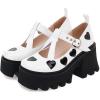 imageSHEMEE Womens TStrap Buckle Platform Chunky Heel Mary Jane Pumps Patent Leather Block High Heeled Square Toe Gothic ShoesWhite