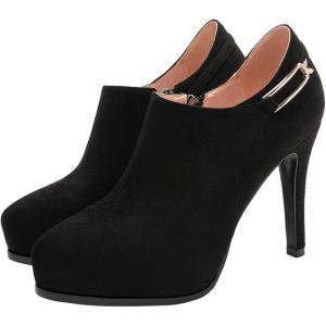 imageSHEMEE Womens Platform Stiletto High Heel Ankle Booties Thin Heels Pumps Side Zip Short Boots ShoesBlack