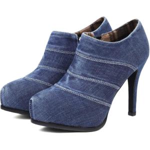 imageSHEMEE Womens Platform Stiletto High Heel Ankle Booties Thin Heels Pumps Side Zip Short Boots ShoesBlue