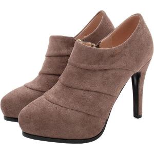 imageSHEMEE Womens Platform Stiletto High Heel Ankle Booties Thin Heels Pumps Side Zip Short Boots ShoesBrownone