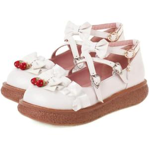 imageSHEMEE Womens Sweet Bow Platform Mary Janes Shoes Ankle Strap Buckle Round Toe Flat Mid Heels Dress PumpsWhite