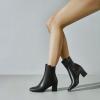 imageSHEMEE Womens Square Toe Block Heels Booties Chunky High Heeled Side Zipper Ankle Boots ShoesBlack