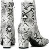 imageSHEMEE Womens Square Toe Block Heels Booties Chunky High Heeled Side Zipper Ankle Boots ShoesBlack Snake