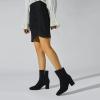 imageSHEMEE Womens Square Toe Block Heels Booties Chunky High Heeled Side Zipper Ankle Boots ShoesBlack Suede